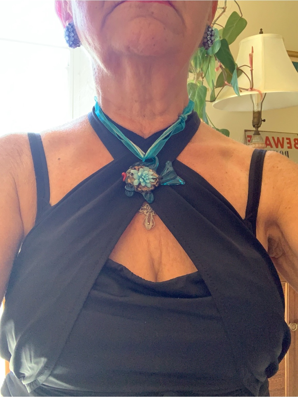 Handcrafted Blue Glass Fish Pendant Necklace